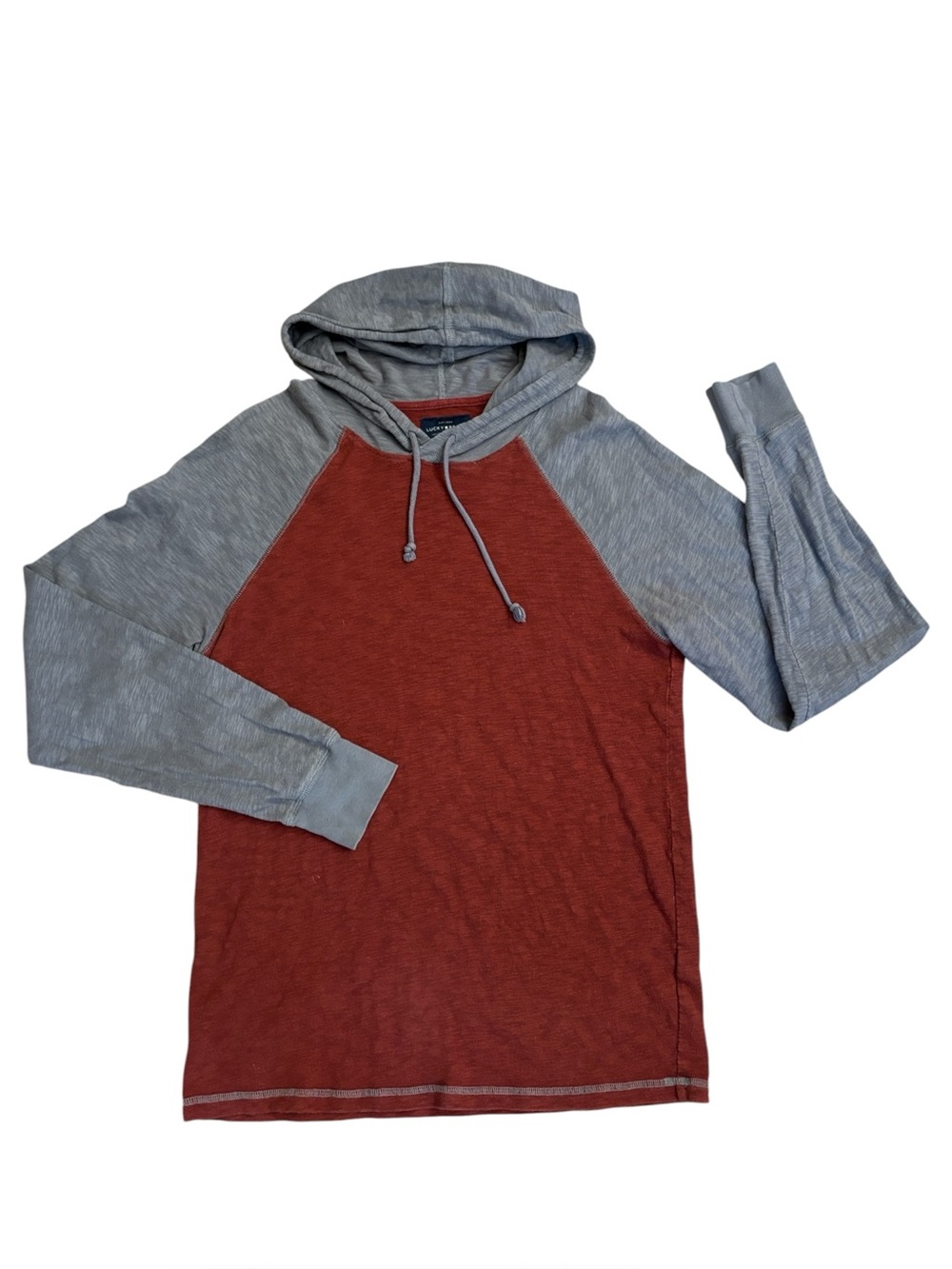 Lucky Brand Washed and Worn Raglan Style Hoodie Pullover Sweatshirt Size M